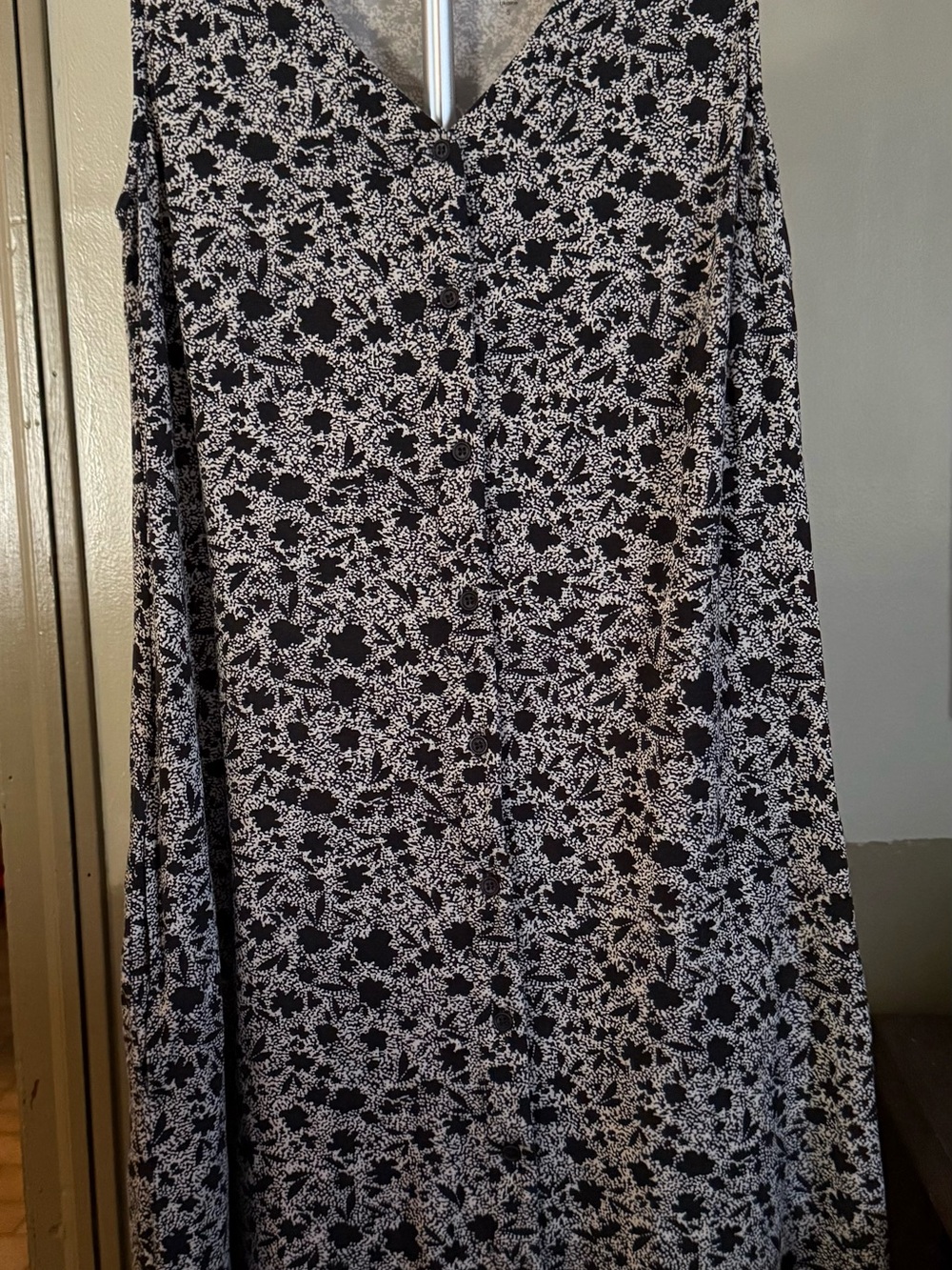 Garnet Hill Black and White Floral Midi Dress -S- Great Condition